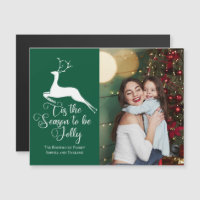 Green Reindeer Photo de Noël Cette saison Magnet