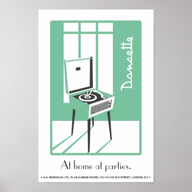 Green Retro Dansette record player Pop Art poster (Devant)