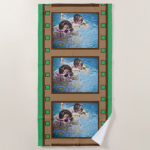 Green Retro Film Strip Photo Plage Serviette