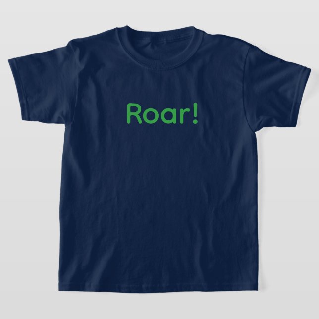 Green "ROAR!" Typography T-Shirt for Kids Fun Wild (Poser)
