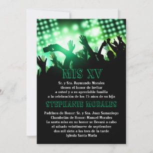 Green Rock Star Quinceanera Invitation d'anniversa