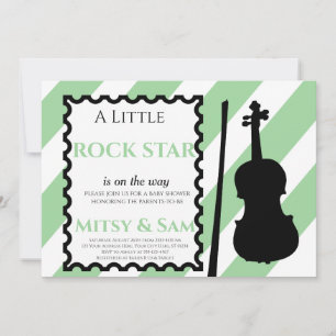 Green Rock Star Rock a Bye Baby shower Invitation