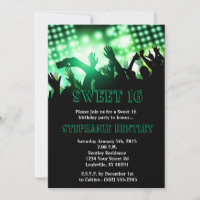 Green Rock Star Sweet 16 Anniversaire Invitation