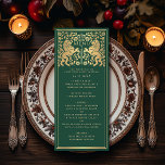 Green Royal Lion Médiéval Épée Mariage plat Menu<br><div class="desc">Célébrez votre journée spéciale avec ce design Mariage Royal Medieval Lion. L'or présenté dans ce design n'est pas un vrai papier peint. Vous pouvez customiser plus loin en cliquant sur le bouton "PERSONNALISER".</div>