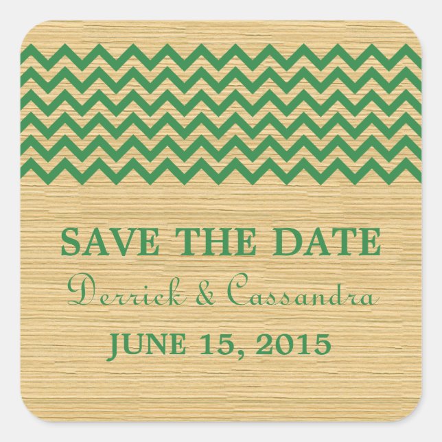 Green Rustic Chevron Enregistrer les stickers Date (Devant)