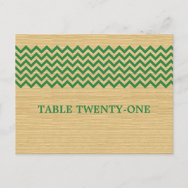 Green Rustic Chevron Numéro de table Carte postale (Devant)