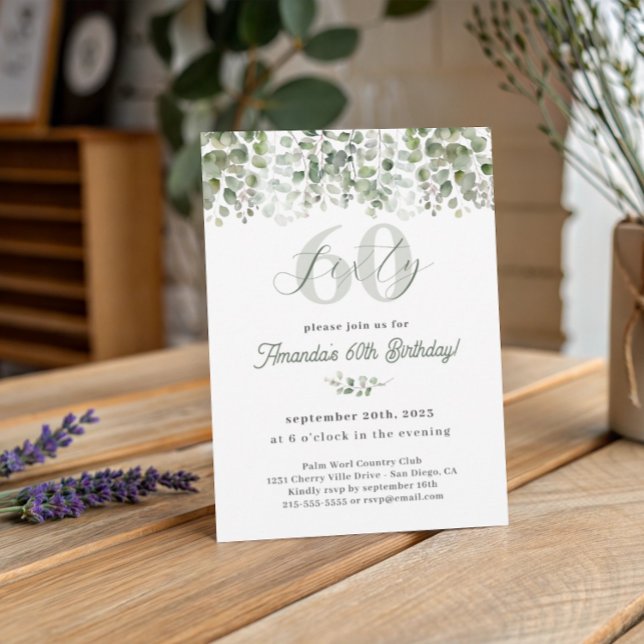 Green Sage 60e anniversaire Invitation (Créateur téléchargé)