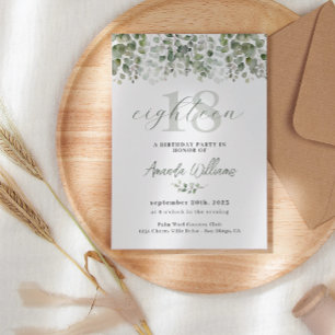 Green Sage Green 18e anniversaire Invitation