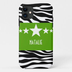 Green Sassy Star Zebra BT iPhone 5 Coque
