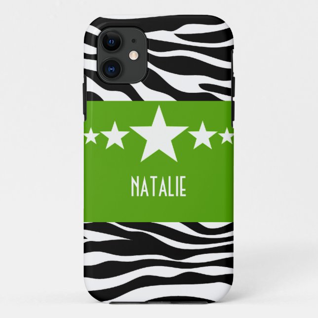 Green Sassy Star Zebra BT iPhone 5 Coque (Dos)