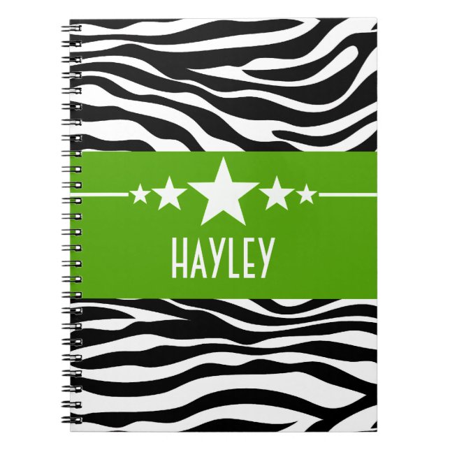Green Sassy Star Zebra Carnet (Devant)