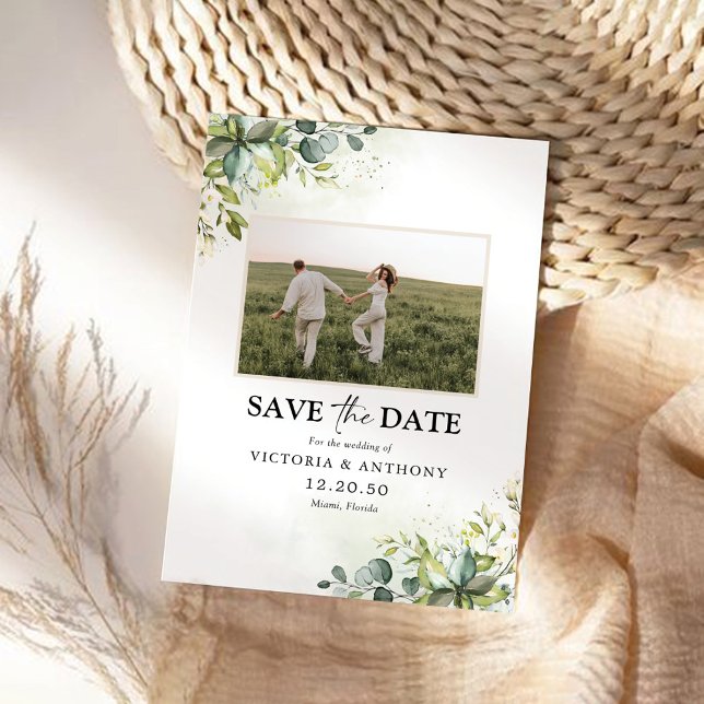 Green Save The Date avec Carte photo (Créateur téléchargé)