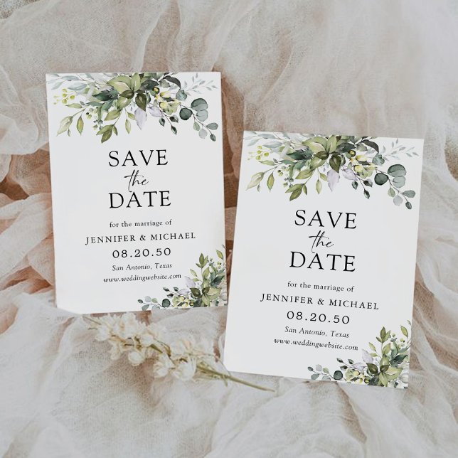Green Save The Date Cards (Créateur téléchargé)