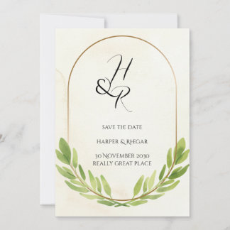 Green Save the Date Faire-part de mariage Card
