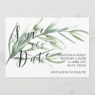 Green Save the Date Invitation Card