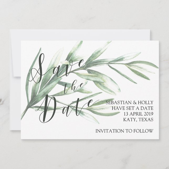 Green Save the Date Invitation Card (Devant)
