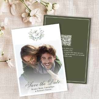 Green Save the Date Mariage Photo classique