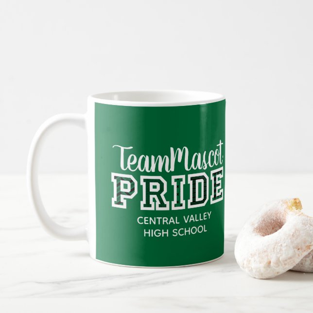 Green School Pride Mascotte Nom du café Mug (Avec donut)