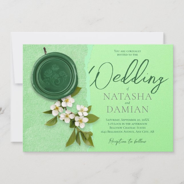 Green Seal Wedding Invitation (Devant)
