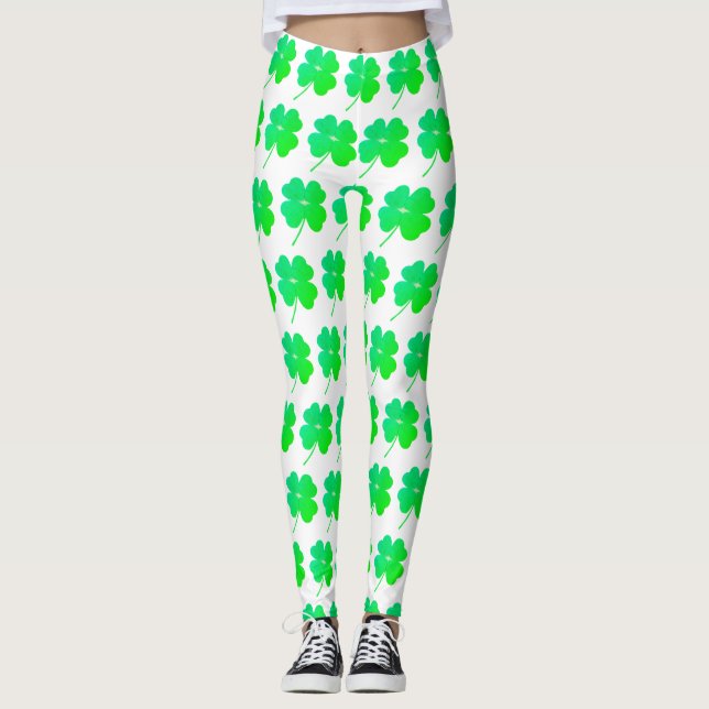 Green Shamrock St. Patricks Day Leggings irlandais (Devant)