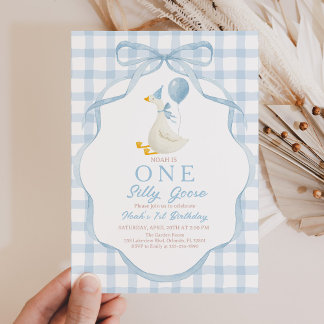 Green Silly Goose Birthday Invitation