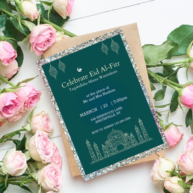 Green Simple Eid al fitr célébration Invitation (Créateur téléchargé)