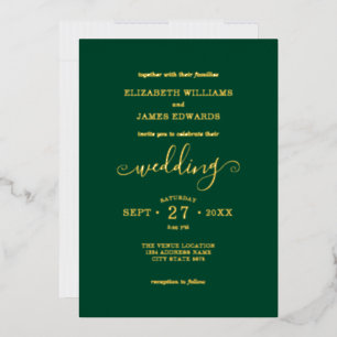 Green Simple Elegant Mariage Gold Foil Invitation