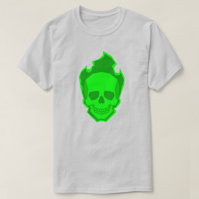 Green Skull Graphic T-Shirt – Neon Skull Design Gi (Design devant)