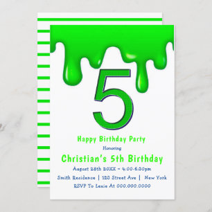 Green Slime 5e anniversaire Invitations