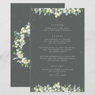 Green Snowberry+Eucalyptus 3 Parcours Menu Mariage