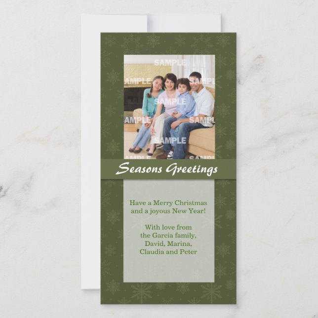 Green Snowflake Carte photo de vacances (Devant)