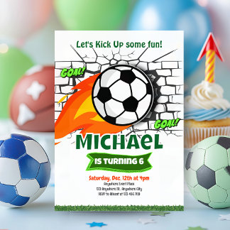 Green Soccer Anniversaire Fête Invitation