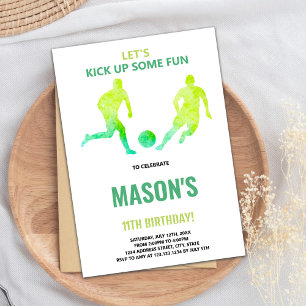 Green Soccer Invitations Anniversaire