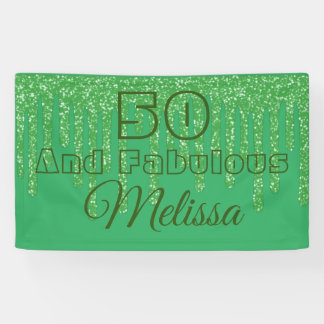 Green Sparkling 50 Et Fabuleuse Bannière Anniversa