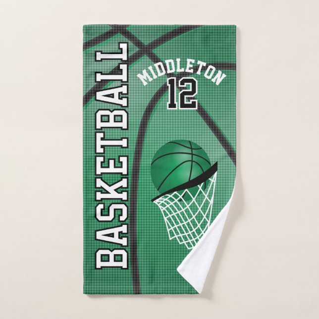 Green Sport 🏀 basket-ball | Texte do-it-yourself (Serviette à main)