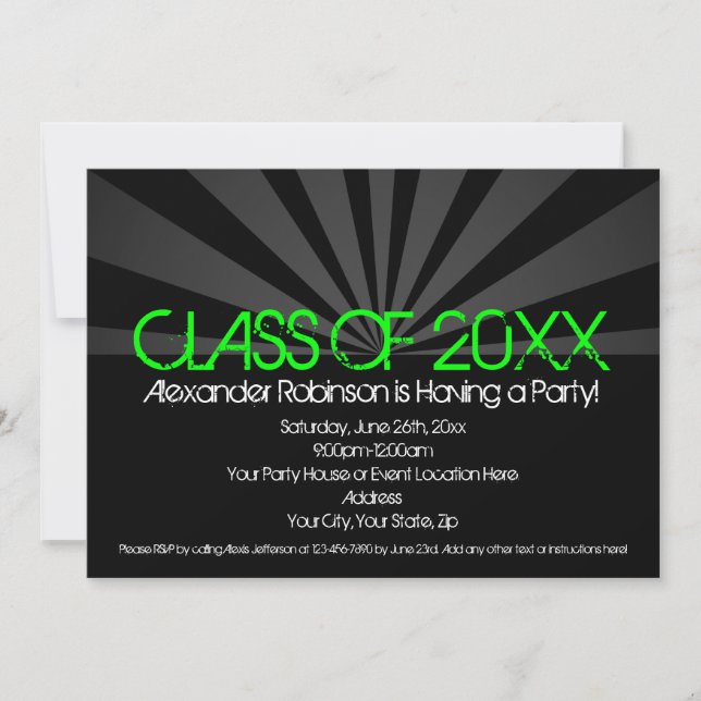 Green Spotlight Graduation Party Invitation (Devant)