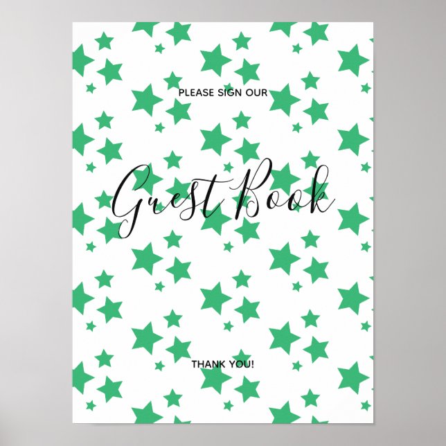 Green Stars Design moderne Book Sign Poster (Devant)