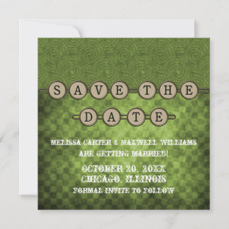 Green Steampunk Keys Save the Date Invitation