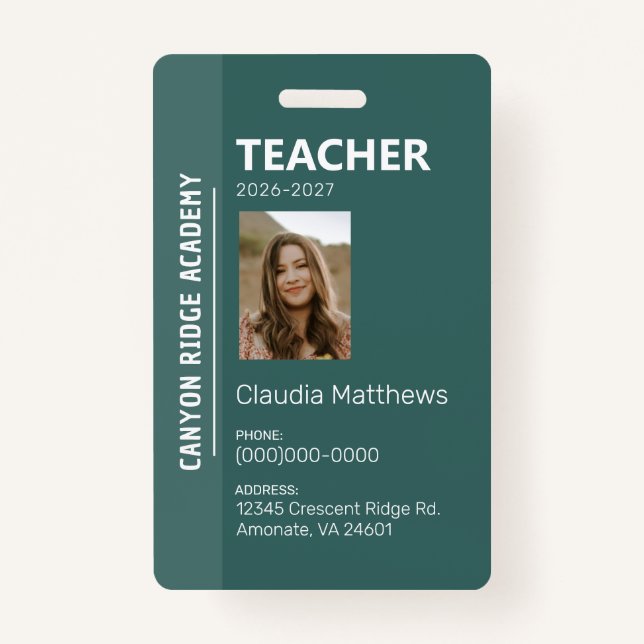 Green Stripe Homeschool Educator ID Badge (Devant)