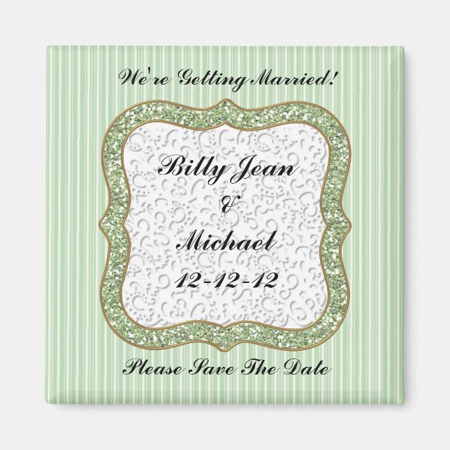 GREEN STRIPED ENREGISTRER LA DATE MAGNET MARIAGE (Devant)