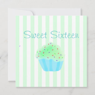Green Sweet sixteen Cupcake Invitation d'anniversa