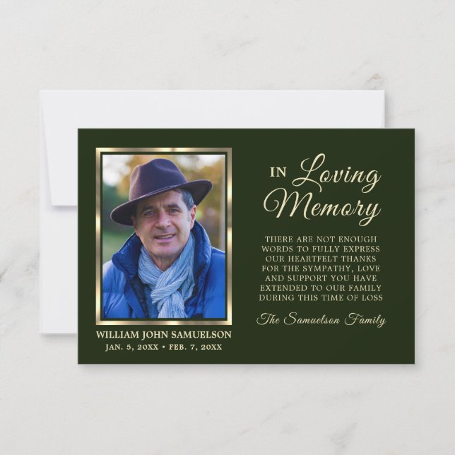 GREEN Sympathy Funeral Memory MERCI Photo (Devant)