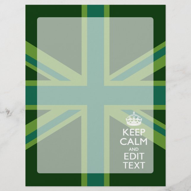 Green Teal Keep Calm And Have Your Text Union Jack (Devant)