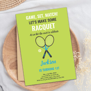 Green Tennis Invitations Anniversaire