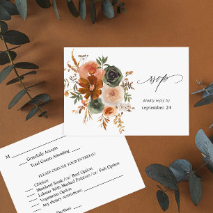 Green & Terra Cotta Floral w Repas RSVP
