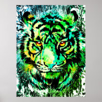 Green Tiger Poster Print - Green Tiger Drawing