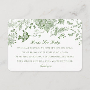 Green Toile Flora Livres pour Baby Invitation Inse