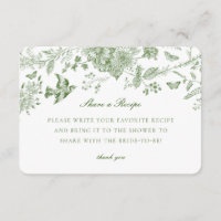 Green Toile Floral Share Recette Invitation Insert