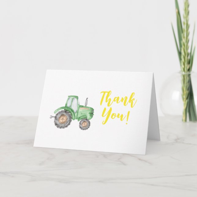 Green Tractor Farm Carte de remerciements d'annive (Devant)