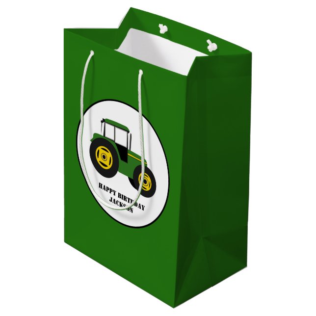 Green Tractor Sac cadeau d'anniversaire pour enfan (Dos Angle)